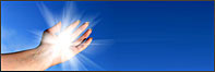 Hand reaching into a burst of bright light, advanced SCENAR therapy in Orange County
